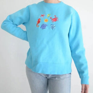 Vintage Blue Under the Sea Crewneck Sweater - M